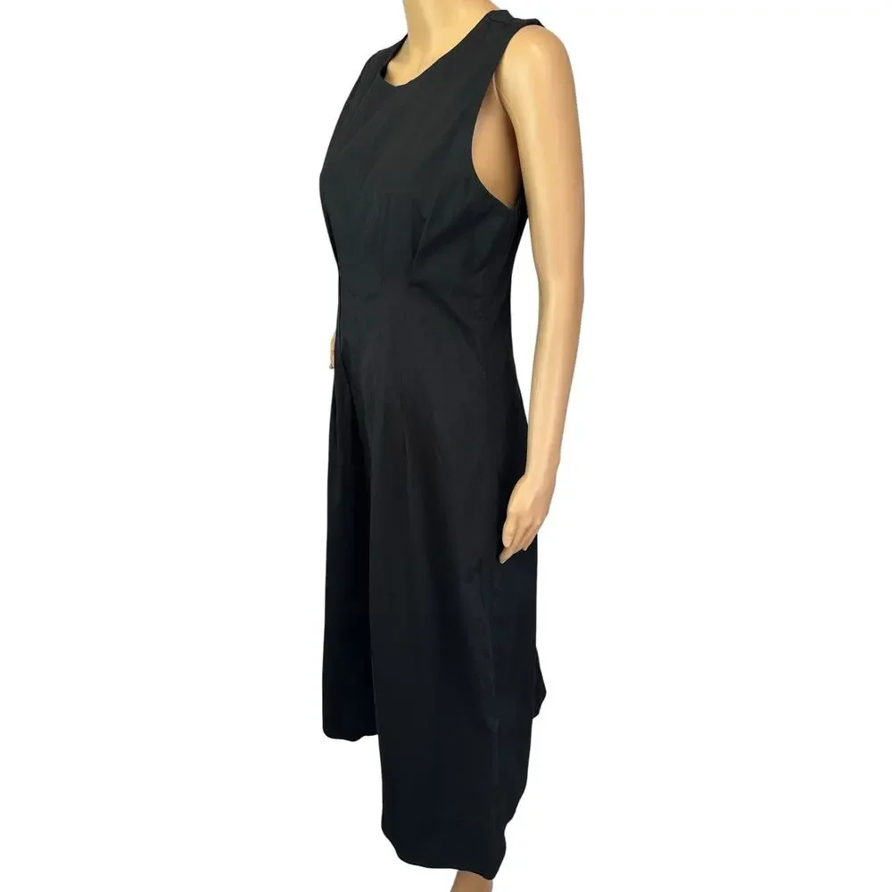 NWT J. Crew Pintuck Midi Dress in Stretch Twill Black CD361 Size 8